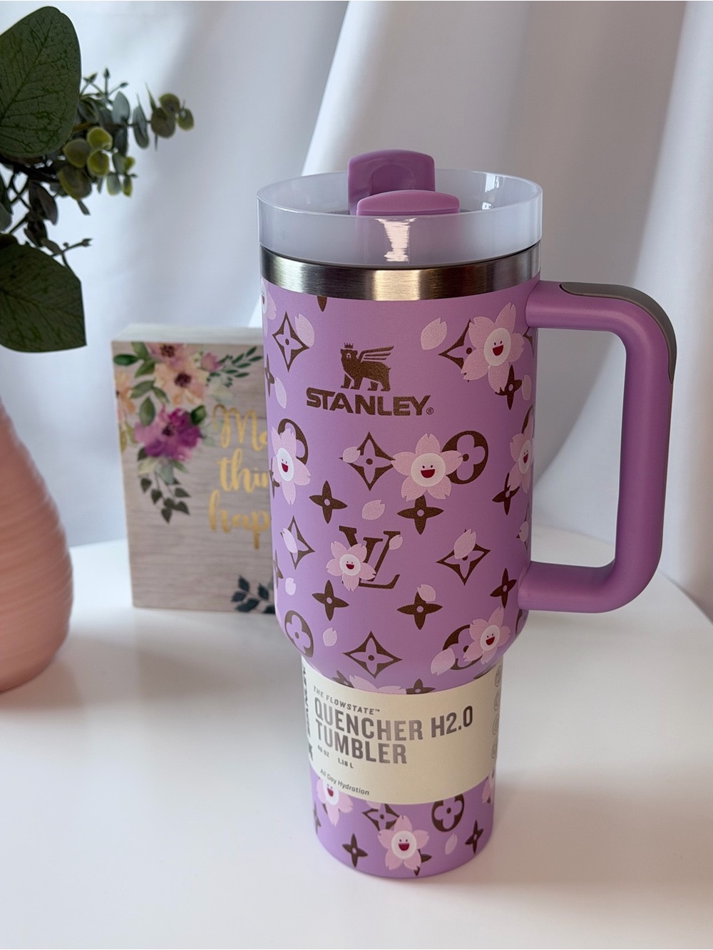 Stanley Lavender Floral Logo Travel Tumbler with Handle